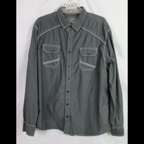 Buckle BKE Gray Button Front Long Sleeve Mens Athletic Fit XL. - Picture 4 of 7